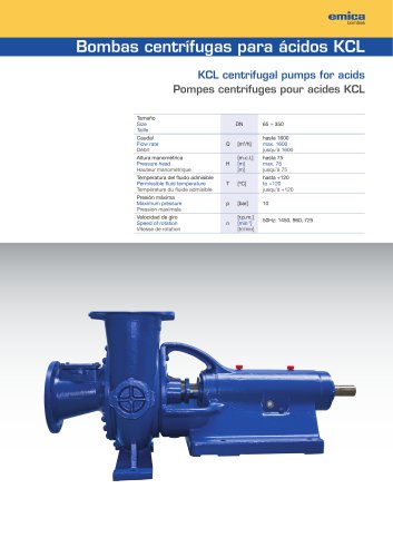 KCL centrifugal pumps for acids