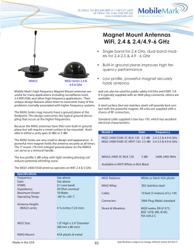 Magnet Mount Antennas WiFi, 2.4 & 2.4/4.9-6 GHz