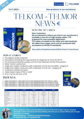 New line of cables TELKOM-TELMOR
