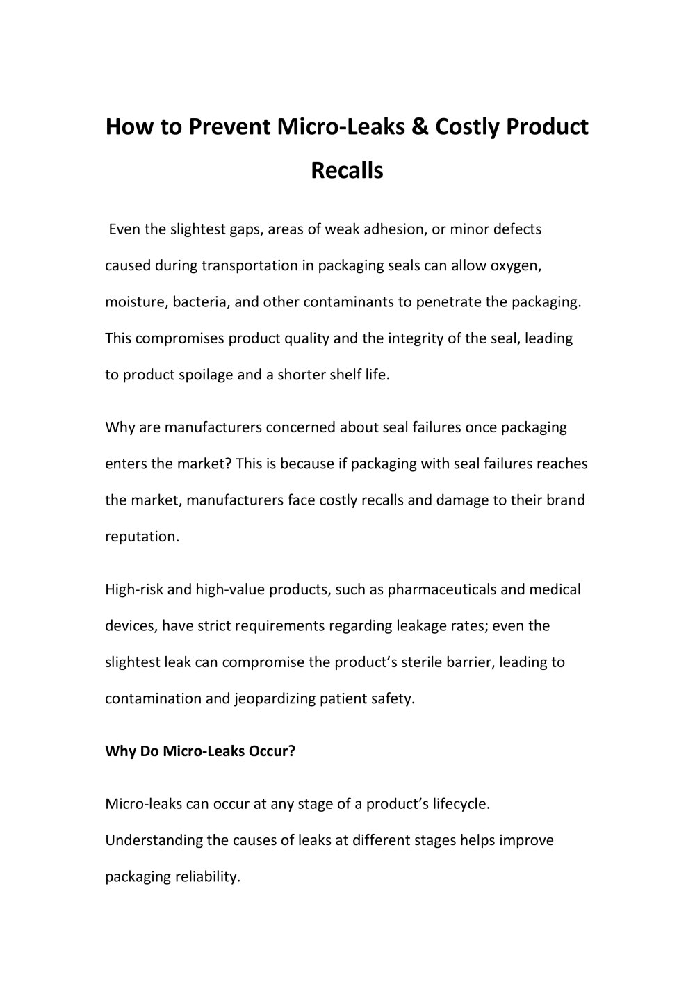 How to Prevent Micro-Leaks & Costly Product Recalls - Jinan Saicheng Electronic Technology Co.,LTD