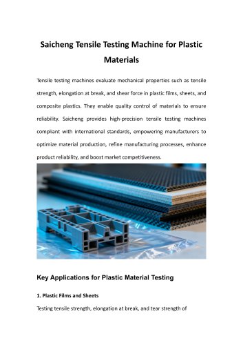 Saicheng Tensile Testing Machine for Plastic Materials