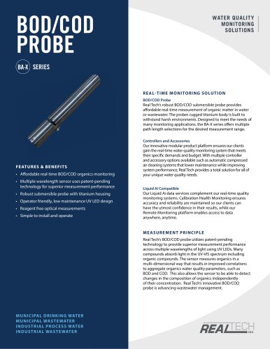 Real-Time BOD/COD Probe Specification Sheet - Real Tech