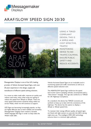 ARAF/SLOW SPEED SIGN 20/30