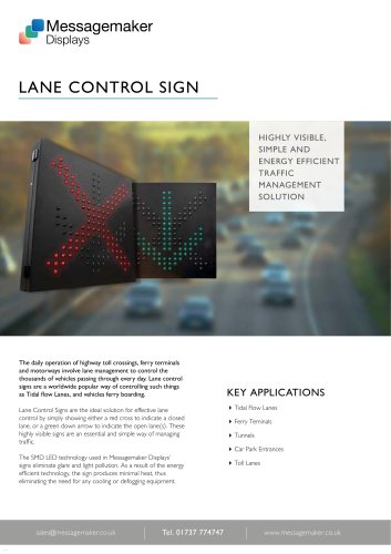 LANE CONTROL SIGN