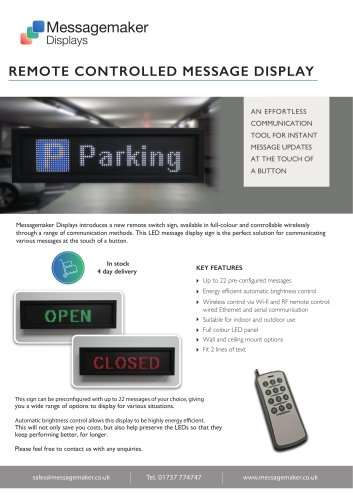REMOTE CONTROLLED MESSAGE DISPLAY