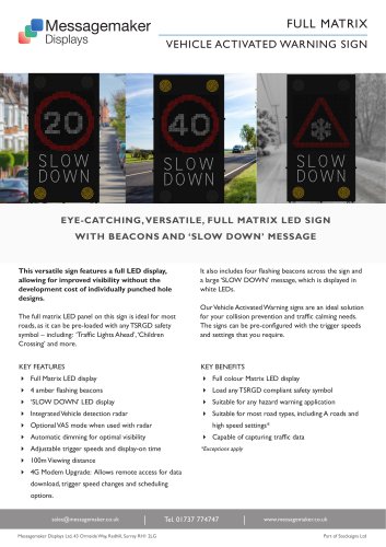 VEHICLE ACTIVATED WARNING SIGN