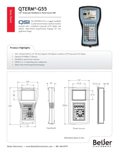 Grayscale QTERM-G55 handheld or panel-mount HMI datasheet