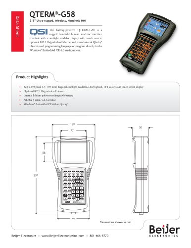 Ultra-rugged QTERM-G58 handheld graphic HMI datasheet