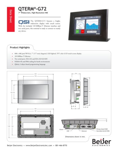 Widescreen QTERM-G72 panel-mount HMI datasheet