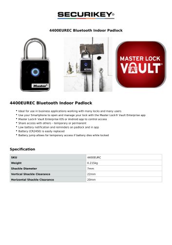 4400EUREC Bluetooth Indoor Padlock