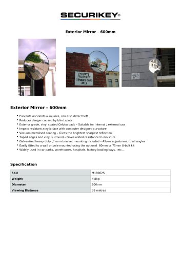 Exterior Mirror &ndash; 600mm