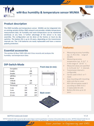 wM-Bus humidity & temperature sensor MUNIA