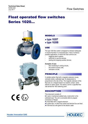 Float operated flow switches Series 1020…