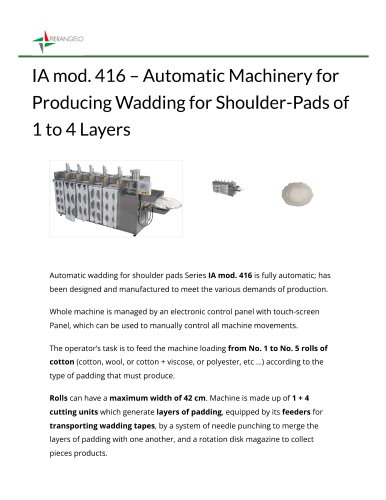 Automatic machine for producing wadding for shoulder pads IA 416