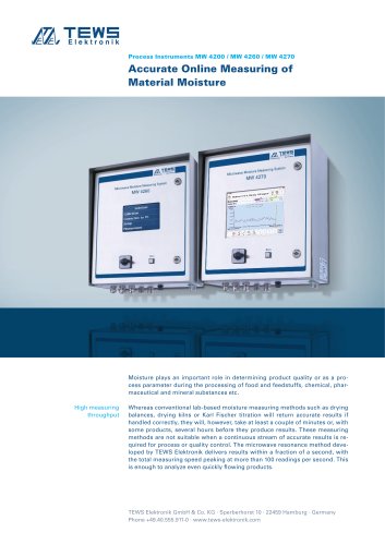 MW 4200 / MW 4260 / MW 4270  Online measuring instruments 