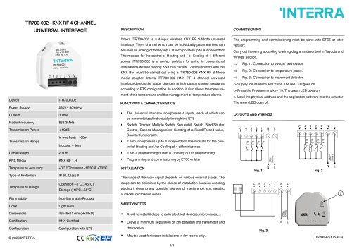 ITR700-002 - KNX RF 4 CHANNEL UNIVERSAL INTERFACE