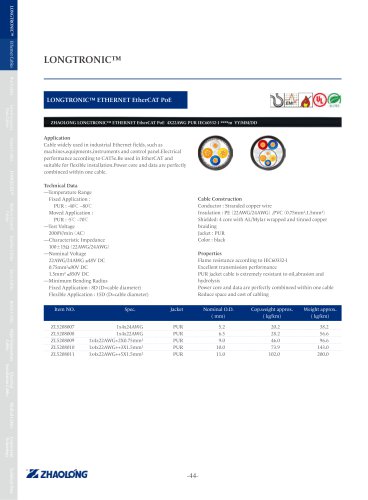 LONGTRONIC® ETHERNET EtherCAT PoE Data electrical cable