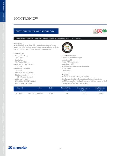 LONGTRONIC® ETHERNET SPECAIL CAT6 Data electrical cable