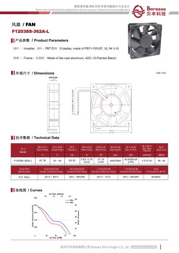 Electronic fan F12038S-362A-L