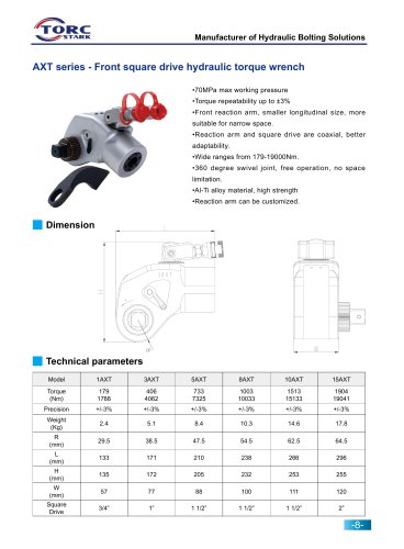 AXT series - Coaxial square drive hydraulic torque wrench