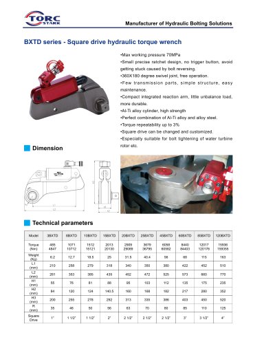 BXTD series - square drive hydraulic torque wrench