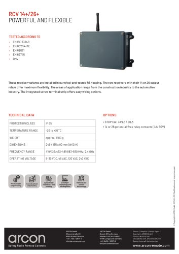 product data sheet RCV 14+/26+