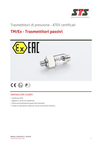 TM/Ex Trasmettitori passivi ATEX