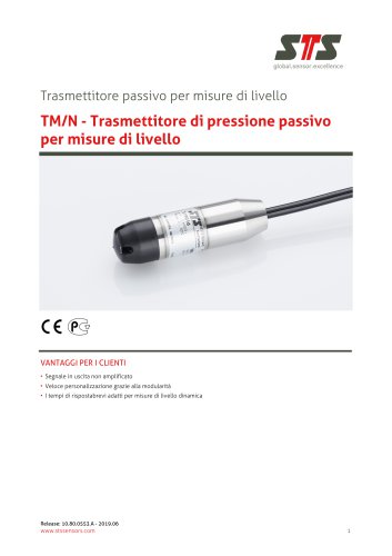 TM/N - Trasmettitore di pressione passivo per misure di livello