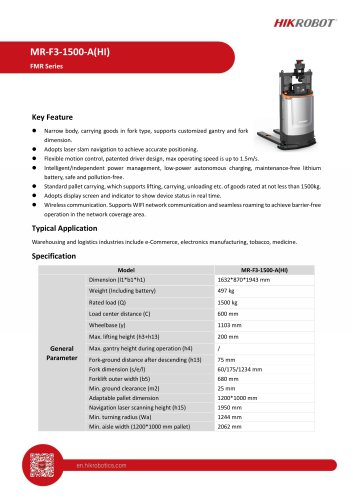 Forklift Mobile Robot MR-F3-1500-A(HI)