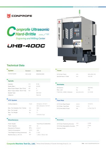 UHB-400C Conprofe Ultrasonic Hard-Brittle Engraving & Milling Center  20220512 VE2.0