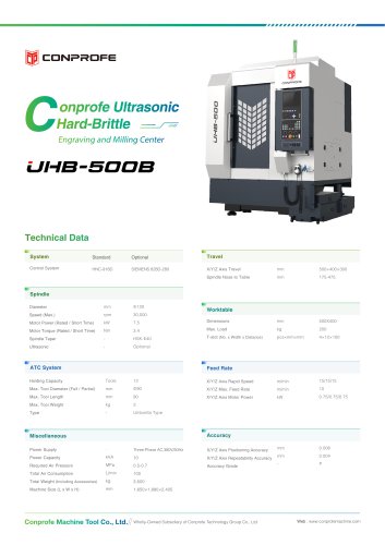 UHB-500B Conprofe Ultrasonic Hard-Brittle Engraving & Milling Center  20220512 VE2.0