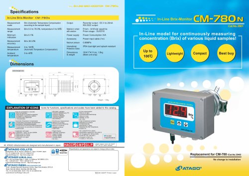 Atago -  In-Line Brix-Monitor CM-780 