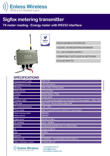 TX ENERGY + PULSE RS232 SIGFOX 300-013