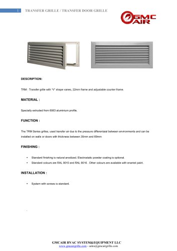 TRANSFER GRILLE / TRANSFER DOOR GRILLE