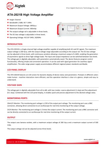 Aigtek High Voltage Amplifier ATA-2021B