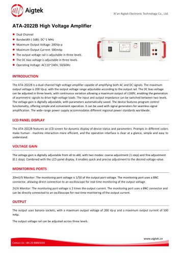 Aigtek High Voltage Amplifier ATA-2022B