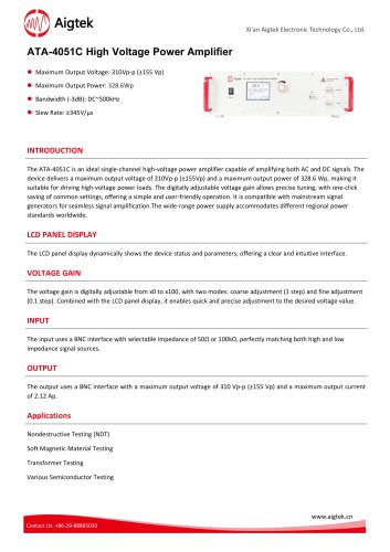 Aigtek High Voltage Power Amplifier ATA-4051C