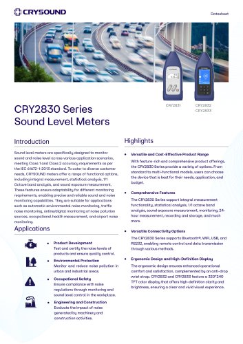 CRY2831,CRY2832,CRY2833 Sound Level Meter