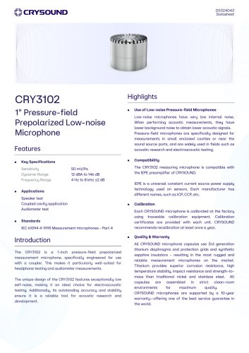 CRY3102  Measurement Microphone