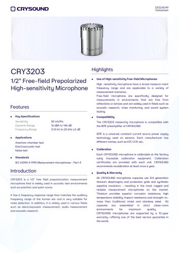 CRY3203 Measurement Microphone