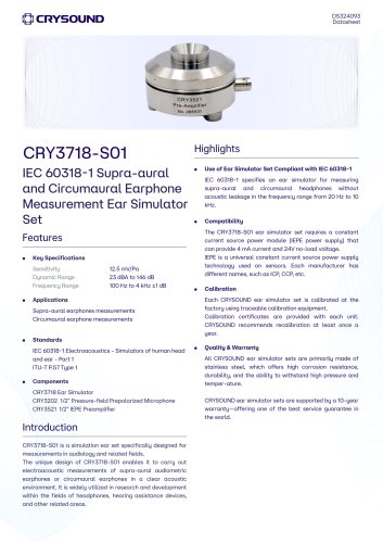 CRY3718-S01 Ear Simulator Set