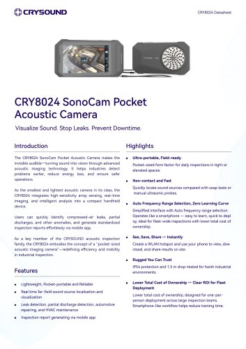 CRYSOUND Acoustic iImager CRY8024 SonoCam Datasheet