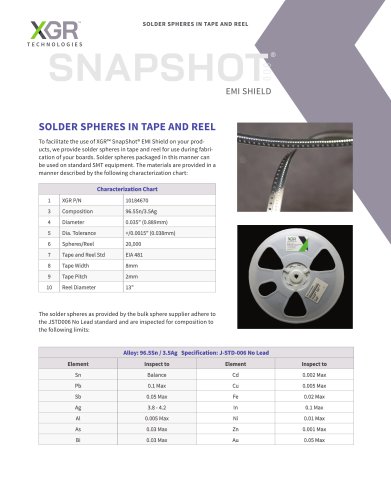 SNAPSHOT EMI SHIELD SOLDER SPHERES IN TAPE AND REEL