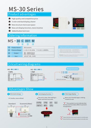 chengdi pressure switch MS30 series Pressure switch NPN/PNP output