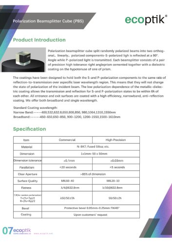 Polarization Beamsplitter Cube (PBS)