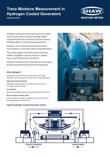 Application Note - Trace Moisture in Hydrogen Cooled Generators