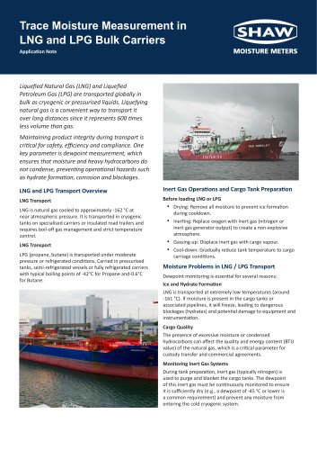 Application Note - Trace Moisture Measurement in LNG and LPG Bulk Carriers