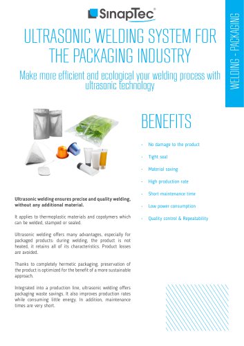 Ultrasonic welding system for the packaging industry