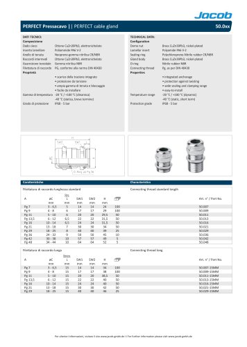 Datasheet PERFECT brass Pg 50.0xx -italian