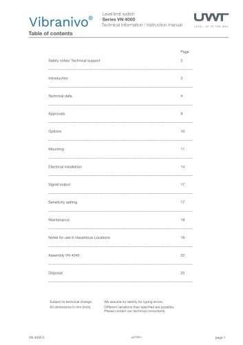 Vibranivo® VN 4000 Technical Information